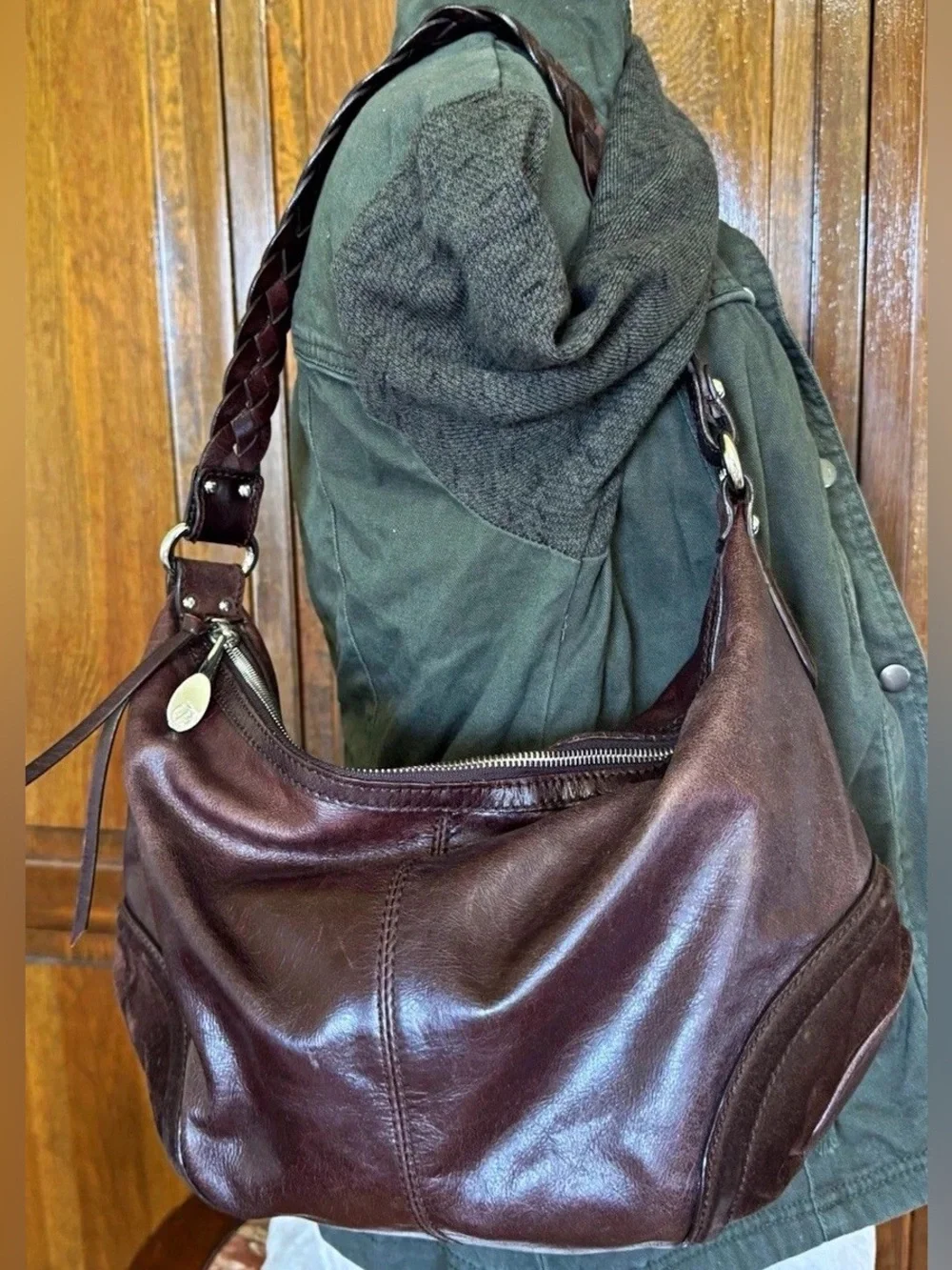 Vtg Francesco Biasia Italian Leather Hobo Bag Slouchy Braided Y2K Secret Love